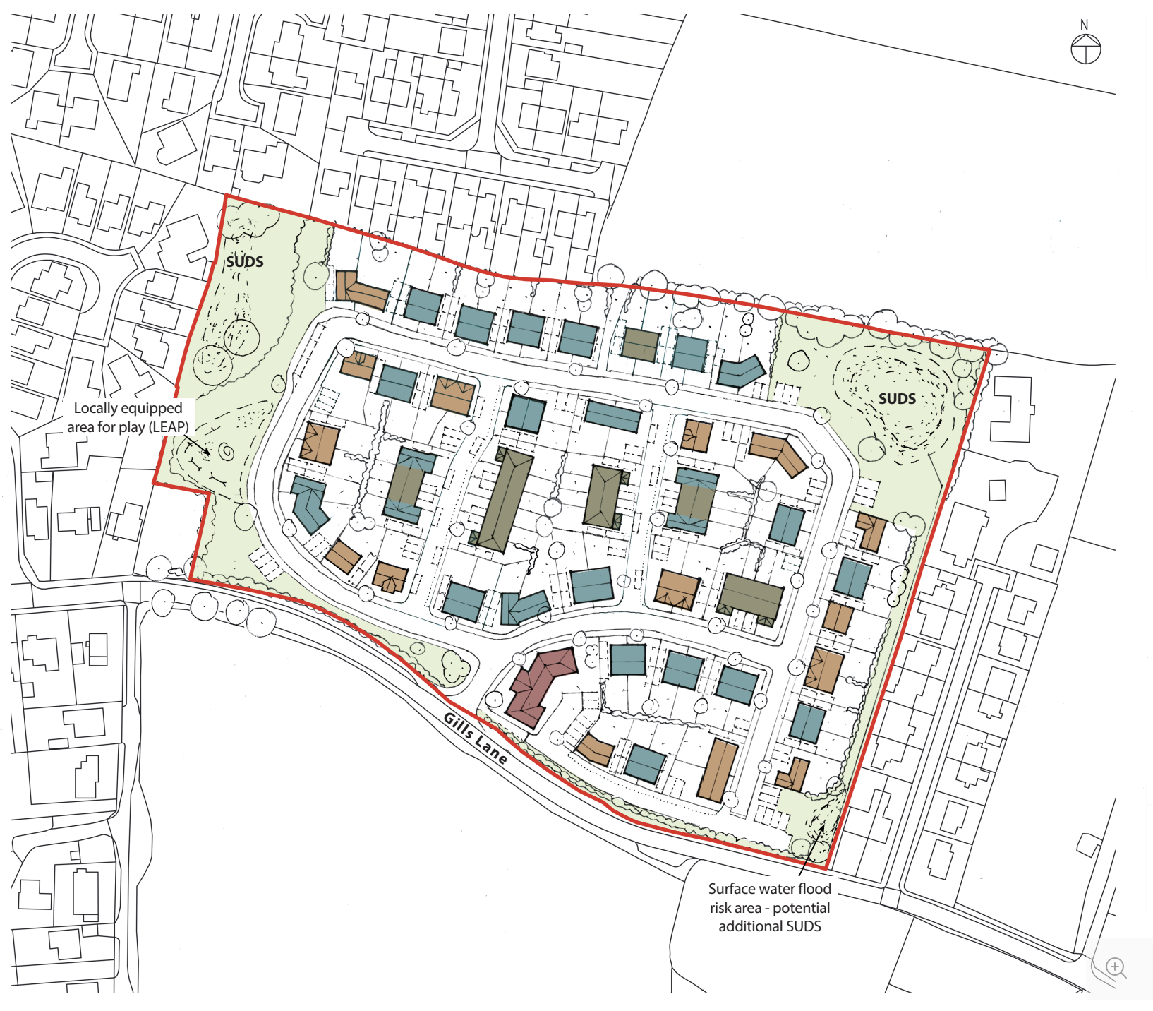 Site location map — Gills Lane, Pensby
